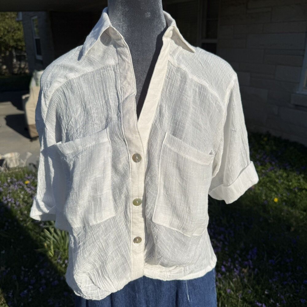 Lily Star Boutique White Sheer Blouse Beach Womens Size S Lightweight Top